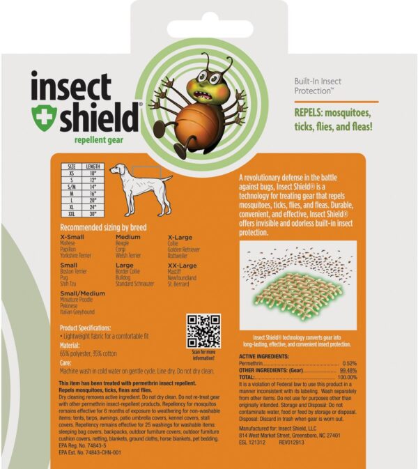Insect Shield Premium Insect-Repellent Dog T-Shirt (Orange, XL) - Image 5