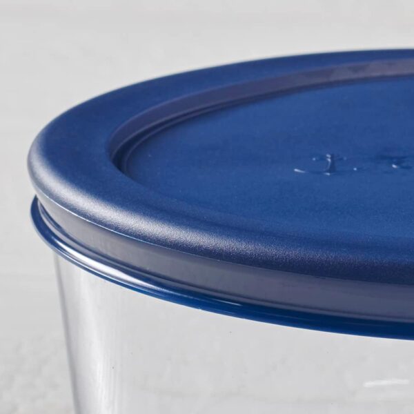 Anchor Hocking 1‑Cup SnugFit Glass Storage Set with Navy Blue Lids - Image 2