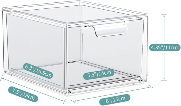 2 Pack Clear Acrylic Stackable Makeup Organizer With Drawers - Image 3