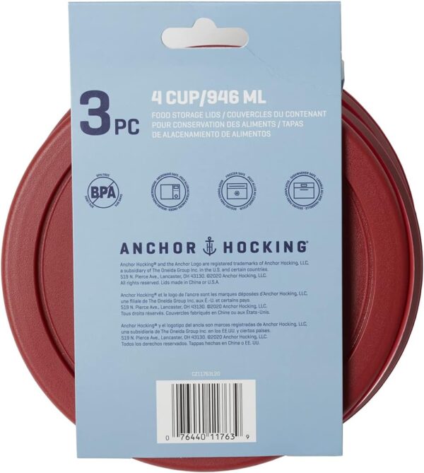 Anchor Hocking 4‑Cup Round Replacement Lids – Set of 3 (Fits Pyrex Too) - Image 3