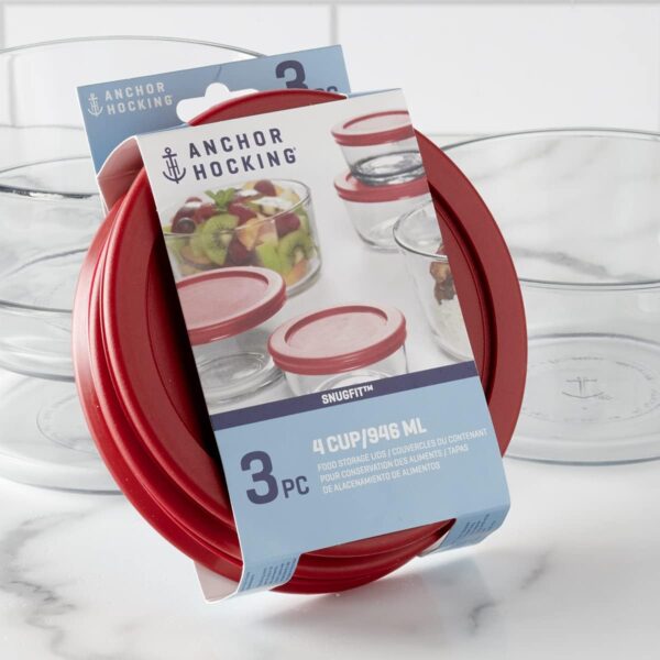 Anchor Hocking 4‑Cup Round Replacement Lids – Set of 3 (Fits Pyrex Too) - Image 2