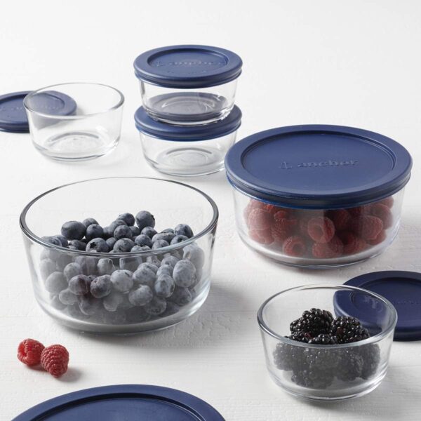 Anchor Hocking 12‑Piece Glass Storage Set with Navy SnugFit Lids - Image 4