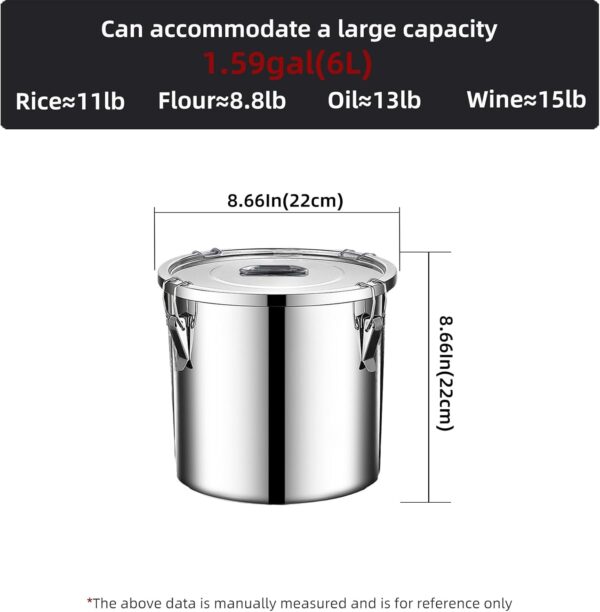 6‑Litre 304 Stainless Steel Airtight Container with Lock Clips - Image 7