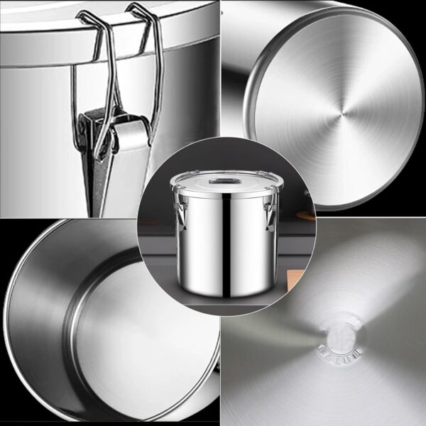 6‑Litre 304 Stainless Steel Airtight Container with Lock Clips - Image 4