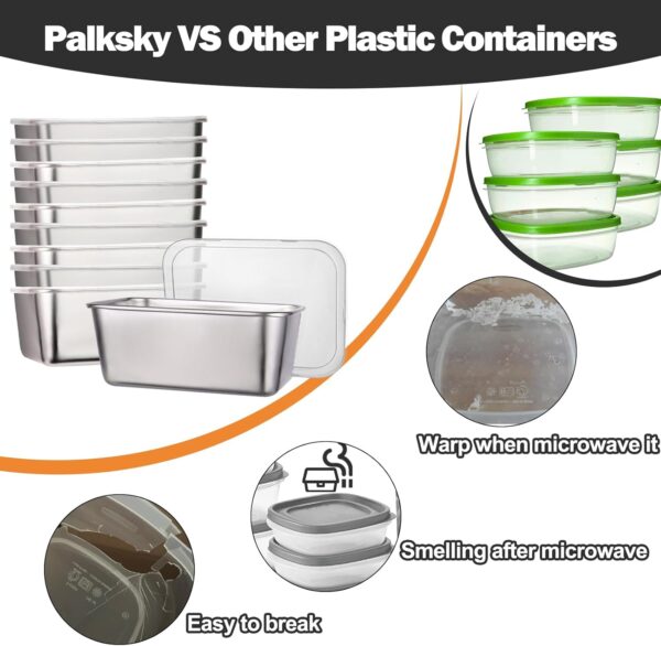 Palksky Stainless Steel Food Containers 10‑Piece 20 oz Set - Image 6