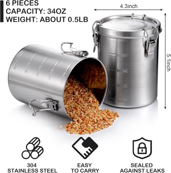 Zopeal 34‑Oz Stainless Steel Canister Set with Snap‑Lock Lids - Image 2