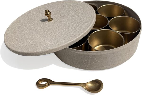 ABHANDICRAFTS 7‑Compartment Masala Dabba with Spoon - Image 4