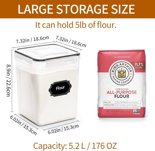 4‑Pack 5.2L Airtight BPA‑Free Pantry Containers with Labels & Marker - Image 2