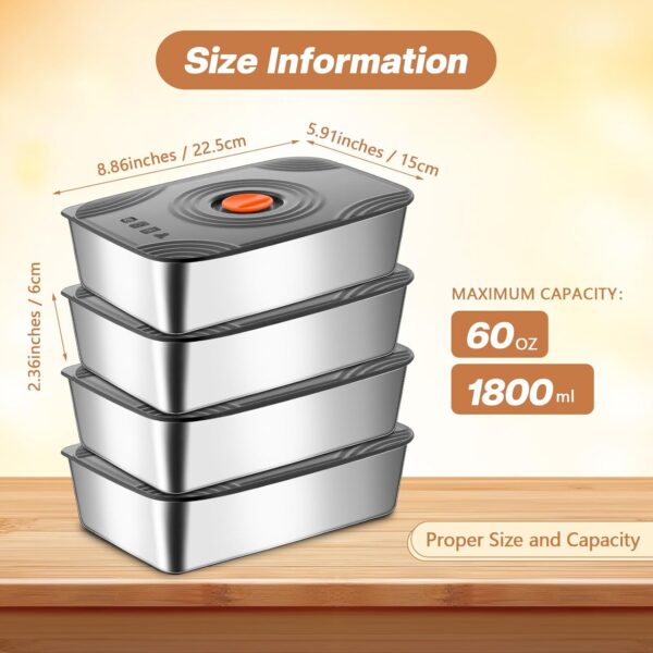 8‑Pack 60 oz Stainless Steel Marinating & Food Storage Containers - Image 2