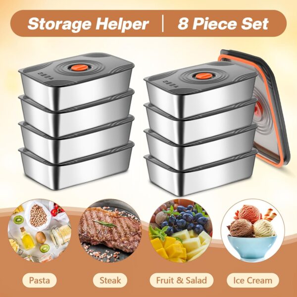 8‑Pack 60 oz Stainless Steel Marinating & Food Storage Containers - Image 4