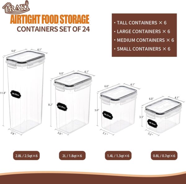 PRAKI 24‑Piece BPA‑Free Airtight Pantry Canisters with Labels & Marker - Image 2