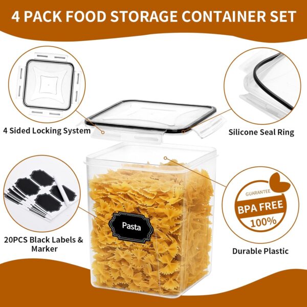 4‑Pack 5.2L Airtight BPA‑Free Pantry Containers with Labels & Marker - Image 3