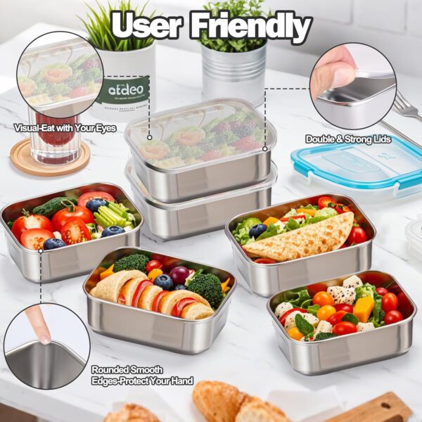 Palksky Stainless Steel Food Containers 10‑Piece 20 oz Set - Image 3