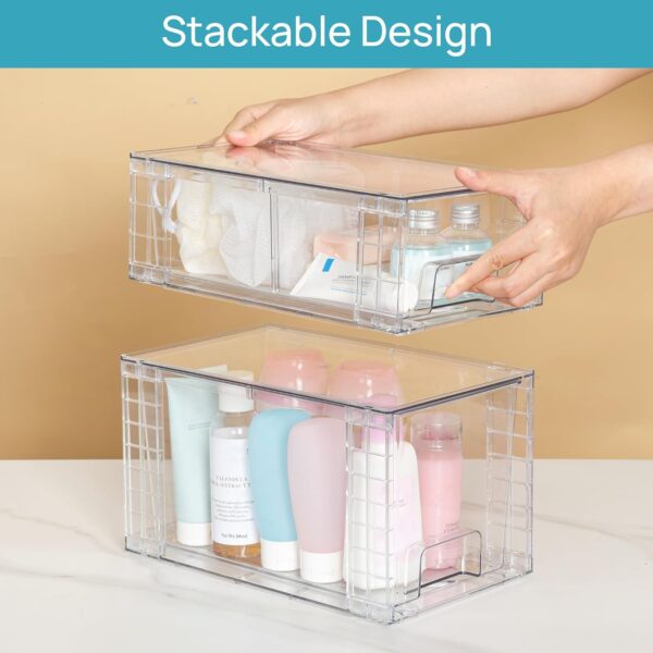 Vtopmart 4‑Pack Clear Stackable Storage Drawers with Handles - Image 6