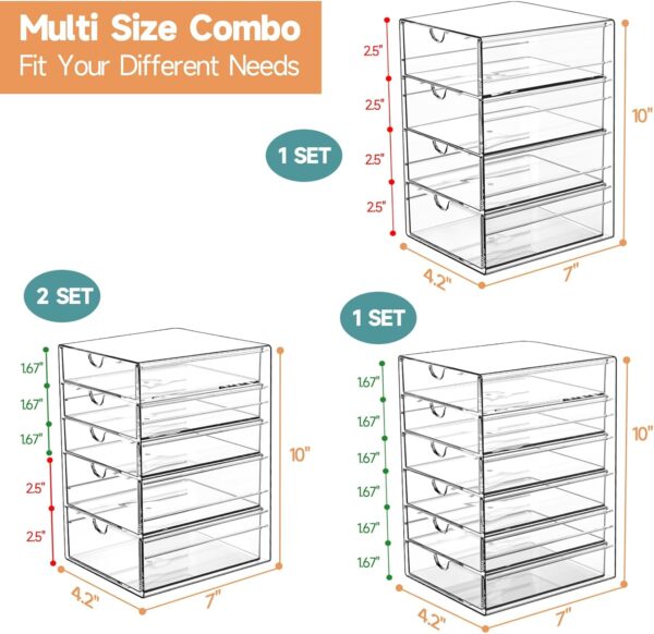 DOMNIU Acrylic 20-Drawer Makeup Organizer Set (4-Piece) - Image 2