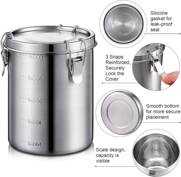 Zopeal 34‑Oz Stainless Steel Canister Set with Snap‑Lock Lids - Image 3