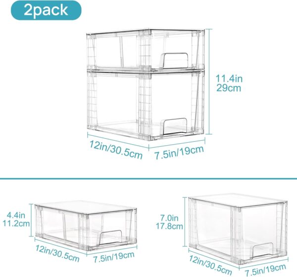 Vtopmart 4‑Pack Clear Stackable Storage Drawers with Handles - Image 3