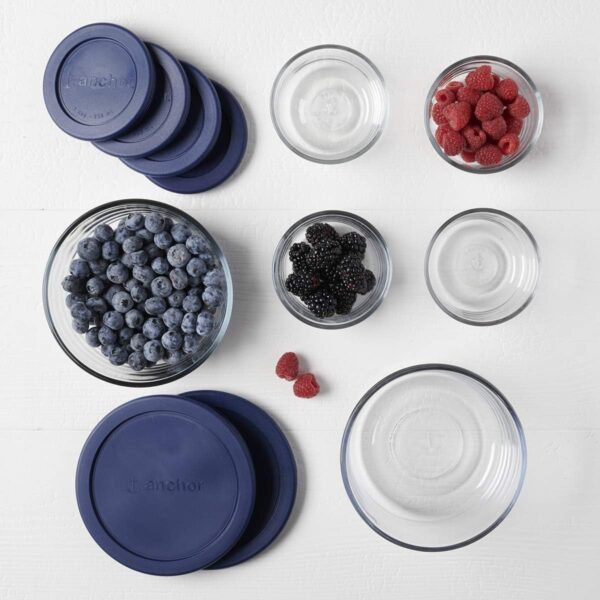 Anchor Hocking 12‑Piece Glass Storage Set with Navy SnugFit Lids - Image 5