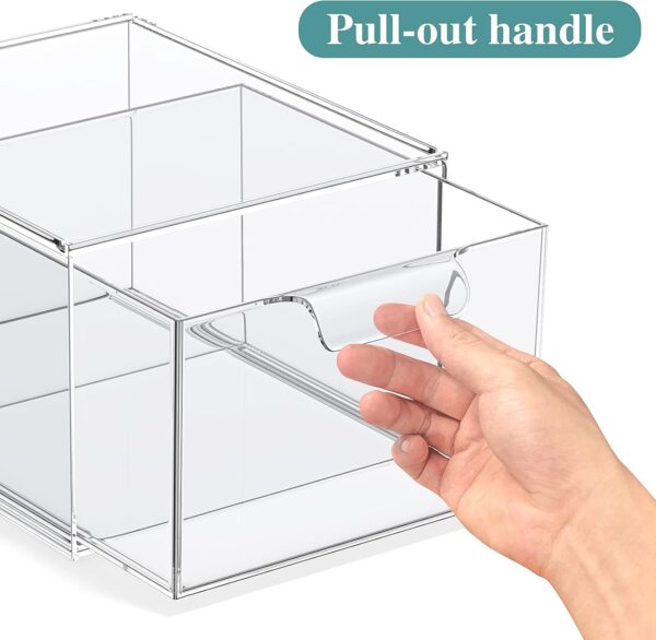 2 Pack Clear Acrylic Stackable Makeup Organizer With Drawers - Image 4
