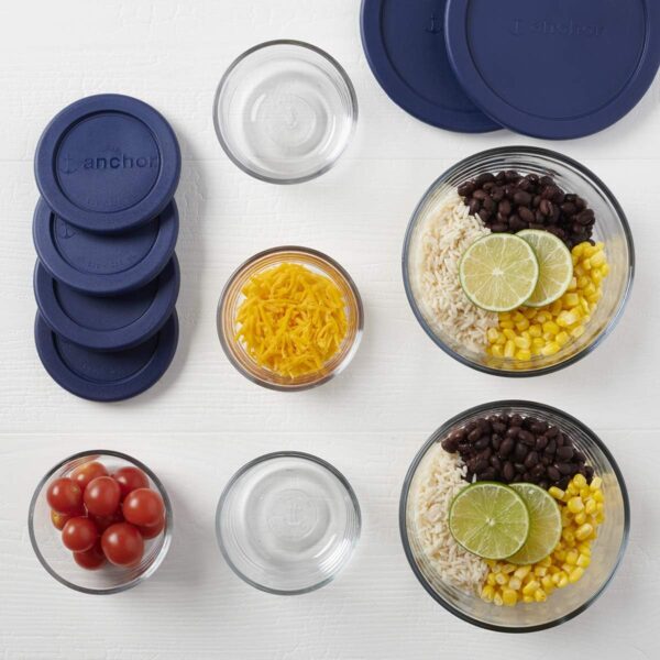 Anchor Hocking 12‑Piece Glass Storage Set with Navy SnugFit Lids - Image 3