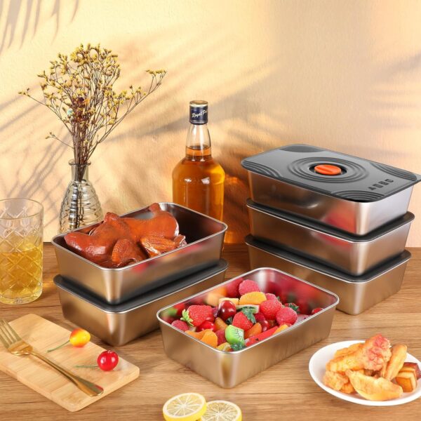 8‑Pack 60 oz Stainless Steel Marinating & Food Storage Containers - Image 5