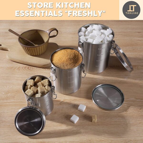 Compact Stainless Steel Airtight Canister Trio for Small Kitchens - Image 5