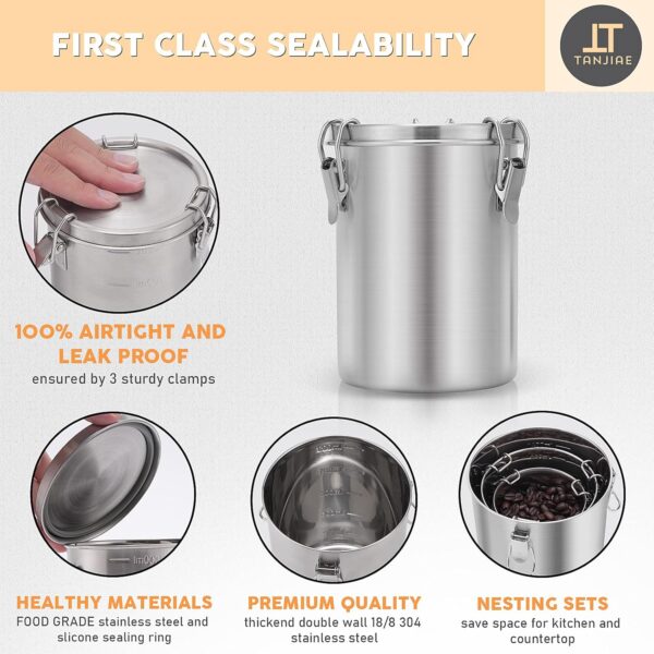 Compact Stainless Steel Airtight Canister Trio for Small Kitchens - Image 3