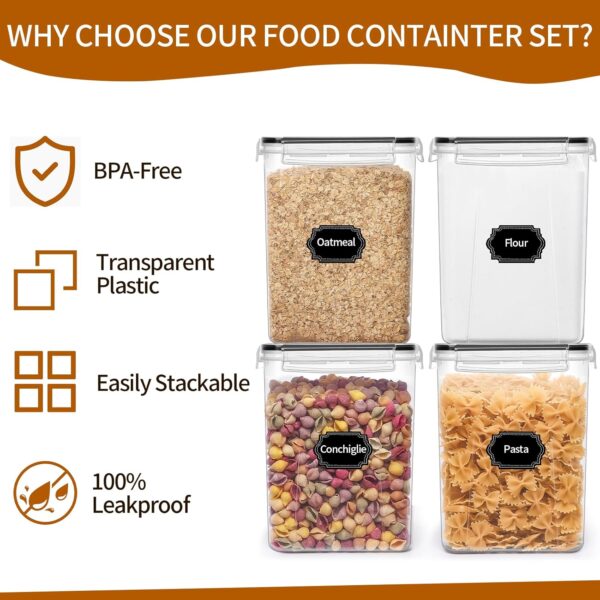 4‑Pack 5.2L Airtight BPA‑Free Pantry Containers with Labels & Marker - Image 5
