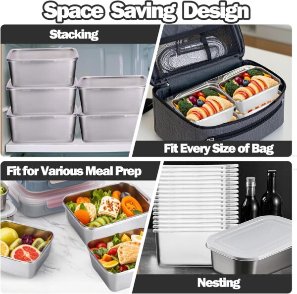 Palksky Stainless Steel Food Containers 10‑Piece 20 oz Set - Image 2
