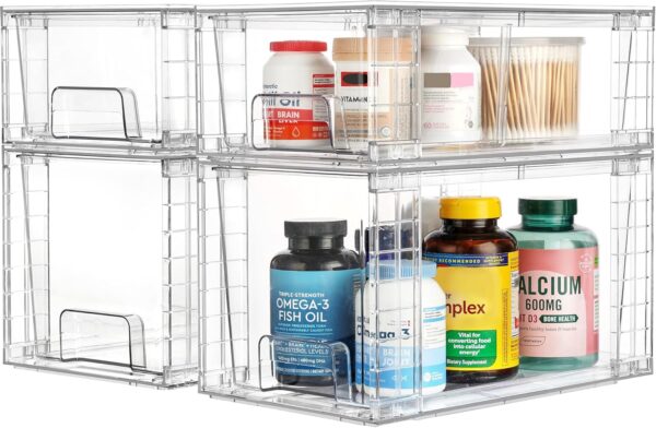 Vtopmart 4‑Pack Clear Stackable Storage Drawers with Handles - Image 9