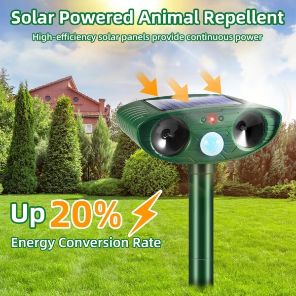 4-Pack Solar Ultrasonic Animal Repellent 2025 with Motion Detection - Image 3