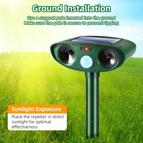 4-Pack Solar Ultrasonic Animal Repellent 2025 with Motion Detection - Image 5