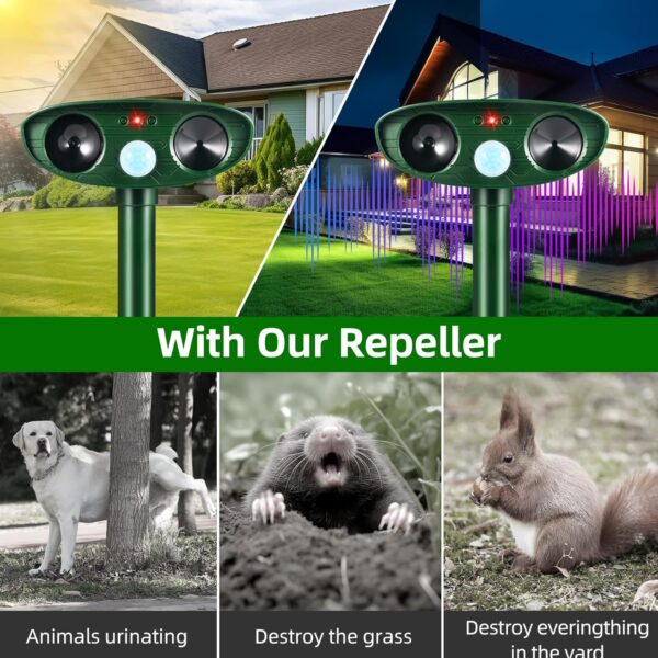 4-Pack Solar Ultrasonic Animal Repellent 2025 with Motion Detection - Image 6