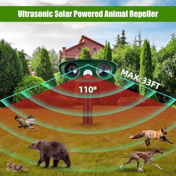 2025 Solar Ultrasonic Deer & Garden Pest Deterrent, 2-Pack, Waterproof, Motion-Activated  - Image 2
