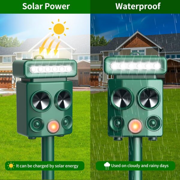 2025 Solar Ultrasonic Animal Repeller with Motion Detection and LED Strobe - Image 3