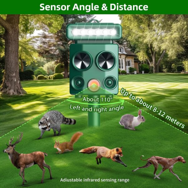 2025 Solar Ultrasonic Animal Repeller with Motion Detection and LED Strobe - Image 4