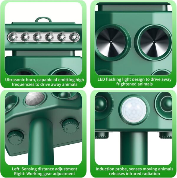 2025 Solar Ultrasonic Animal Repeller with Motion Detection and LED Strobe - Image 5