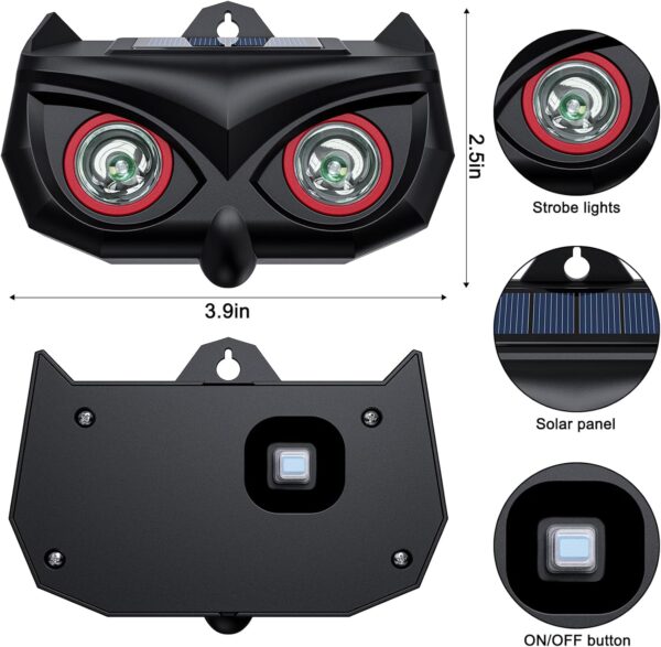 4 Pack Solar-Powered Ultrasonic Animal Repeller with Flashing Lights - Image 2
