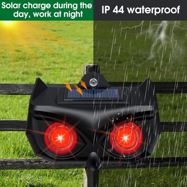 4 Pack Solar-Powered Ultrasonic Animal Repeller with Flashing Lights - Image 3
