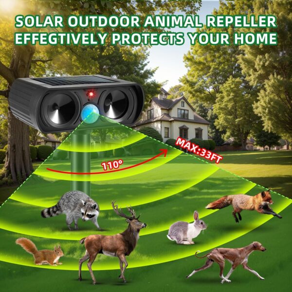 2025 Solar Ultrasonic Animal Repeller, Motion-Activated Cat and Deer Deterrent - Image 3