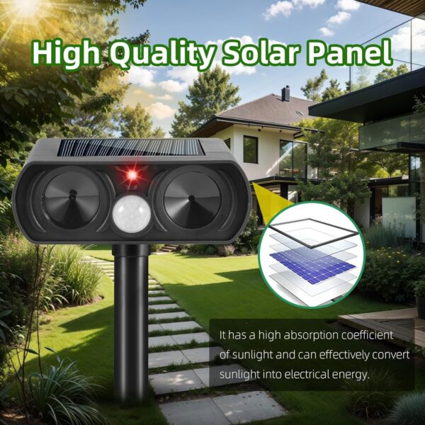 2025 Solar Ultrasonic Animal Repeller, Motion-Activated Cat and Deer Deterrent - Image 4