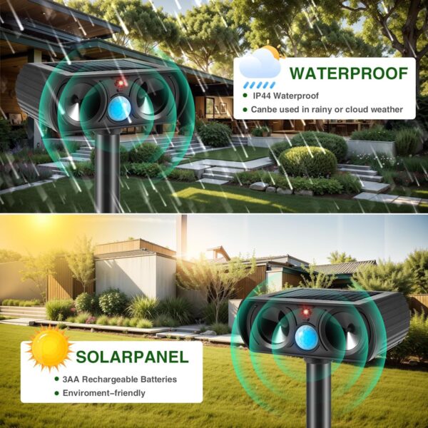2025 Solar Ultrasonic Animal Repeller, Motion-Activated Cat and Deer Deterrent - Image 6