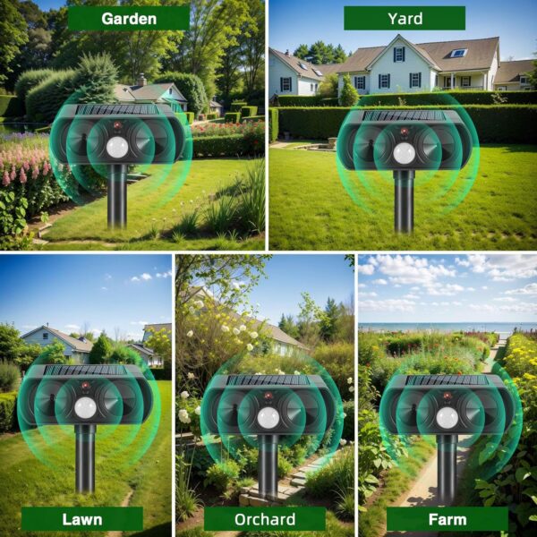 2025 Solar Ultrasonic Animal Repeller, Motion-Activated Cat and Deer Deterrent - Image 7