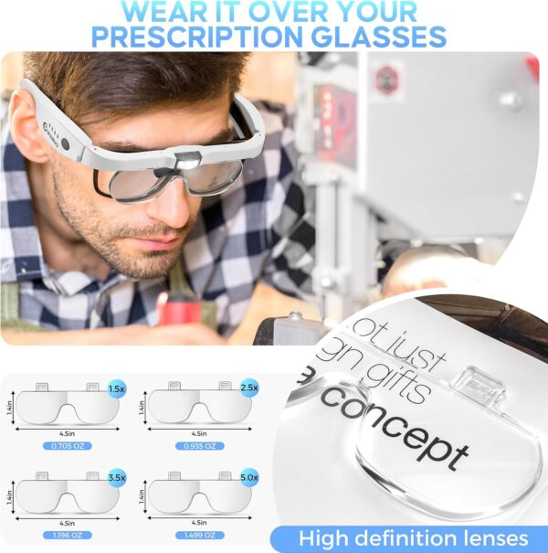 GUOUBUO Rechargeable Head Magnifying Glass with Light 1.5X–5.0X - Image 4