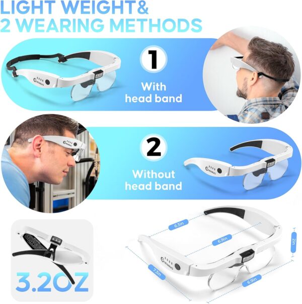 GUOUBUO Rechargeable Head Magnifying Glass with Light 1.5X–5.0X - Image 5