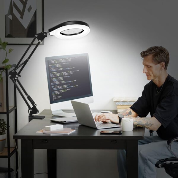 Magnifying Glass with Light and Stand, 10X and 5X Clamp Lamp - Image 4