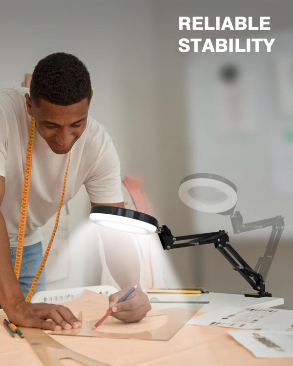 Magnifying Glass with Light and Stand, 10X and 5X Clamp Lamp - Image 5