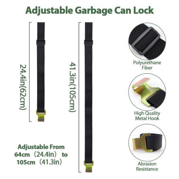 Trash Can Lid Locks, Bear-Resistant Trash Can Strap for Raccoons and Wind - Image 2