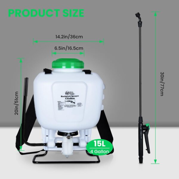 REALWORK 4 Gallon Backpack Sprayer, Translucent Tank for Pests, Weeds, and Garden Care - Image 3