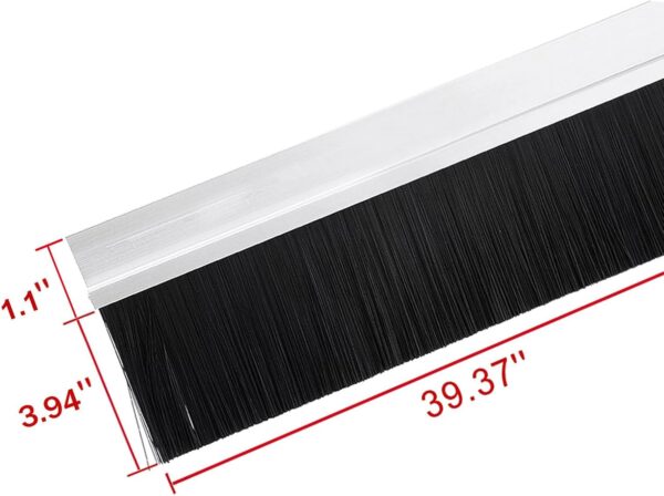 Door Sweep H‑Shape Aluminum Base with 3.94 in Nylon Brush Seal - Image 2